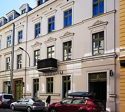 Kraków,  ul. Krupnicza 10.Kamienica (1873–1874, wspólnie z Teofilem Żebrawskim i Tomaszem Prylińskim).