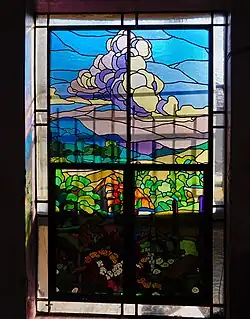 Witraż „Ogród” (1910),Kraków,  ul. Staszica 14,II półpiętro