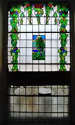 Witraż z obrazkiem topoli (1913),Kraków, ul. Zwierzyniecka 17,II półpiętro