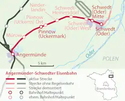 Mapa przebiegu linii kolejowej