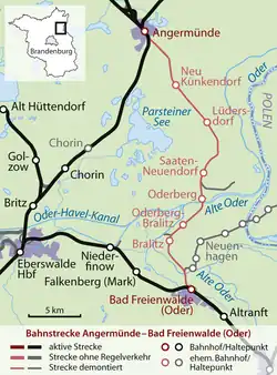 Mapa przebiegu linii kolejowej 6763