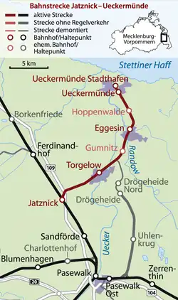 Mapa przebiegu linii kolejowej