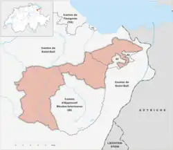 Mapa konturowa Appenzell Ausserrhoden, w centrum znajduje się punkt z opisem „Teufen”