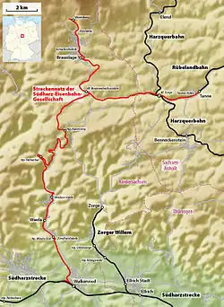 Mapa przebiegu linii kolejowej