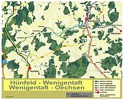 Mapa przebiegu linii kolejowej 3813