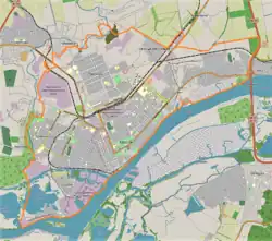 Mapa konturowa Chersonia, blisko centrum na lewo znajduje się punkt z opisem „Chersoń”