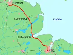 Mapa przebiegu linii kolejowej 1020