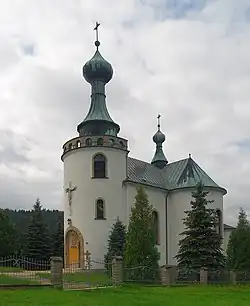 Kościół pomocniczy w dawnej cerkwi w Klimkówce