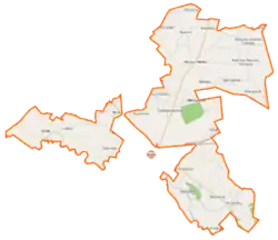 Mapa konturowa gminy wiejskiej Koło, u góry znajduje się punkt z opisem „Kaczyniec”