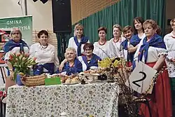 Koło Gospodyń Wiejskich z Wąglikowic podczas gminnego Turnieju Kół Gospodyń Wiejskich.