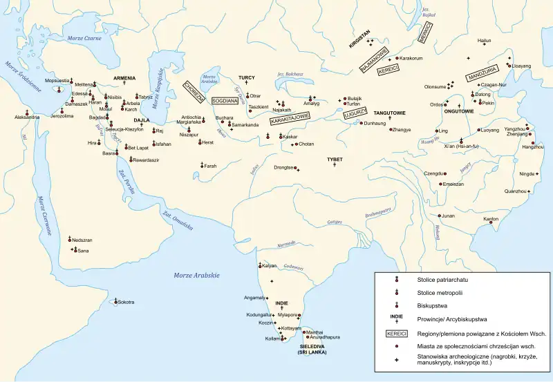 Największy zasięg Kościoła Wschodu w Średniowieczu.