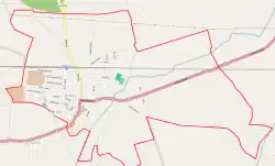 Mapa konturowa Kobylina, po lewej znajduje się punkt z opisem „Kobylin”