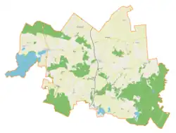 Mapa konturowa gminy Kolno, u góry nieco na prawo znajduje się punkt z opisem „Ryn Reszelski”