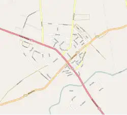 Mapa konturowa Kolna, w centrum znajduje się punkt z opisem „Kolno”