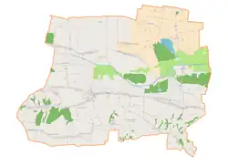 Mapa konturowa gminy Komarów-Osada, blisko centrum po prawej na dole znajduje się punkt z opisem „Zubowice”