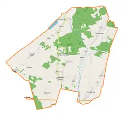 Mapa konturowa gminy Komarówka Podlaska, po lewej znajduje się punkt z opisem „Przegaliny Duże”