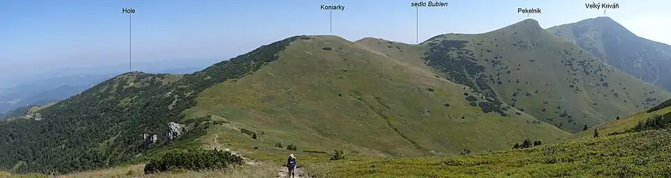 Widok z Małego Krywania na Hole i główną grań Małej Fatry