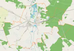 Mapa konturowa Koniecpola, na dole po lewej znajduje się punkt z opisem „Podstocze”