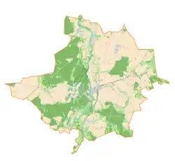 Mapa konturowa gminy Konopnica, na dole znajduje się punkt z opisem „Strobin”