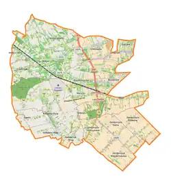 Mapa konturowa gminy Konopnica, blisko centrum na lewo znajduje się punkt z opisem „Lotnisko Lublin-Radawiec”