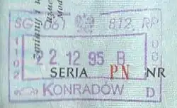 Stempel polskiej kontroli granicznej (grudzień 1995)