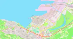 Mapa konturowa Kopru, na dole nieco na prawo znajduje się punkt z opisem „Koper”