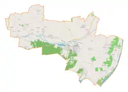 Mapa konturowa gminy Koprzywnica, u góry po lewej znajduje się punkt z opisem „Postronna”