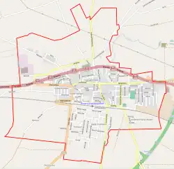 Mapa konturowa Kostrzyna, na dole po lewej znajduje się punkt z opisem „Ignacewo”