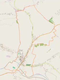 Mapa konturowa Koszyc, na dole nieco na lewo znajduje się punkt z opisem „Parafia Świętej Marii Magdaleny”