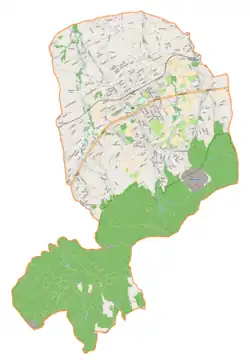 Mapa konturowa gminy Kozy, na dole po lewej znajduje się czarny trójkącik z opisem „Czupel”