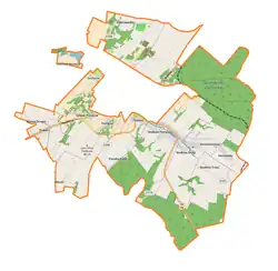 Mapa konturowa gminy wiejskiej Kraśnik, na dole po prawej znajduje się punkt z opisem „Mosty”