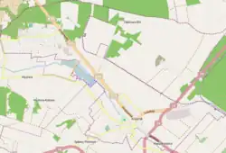 Mapa konturowa Kraśnika, na dole nieco na prawo znajduje się punkt z opisem „Zarzecze Pierwsze”