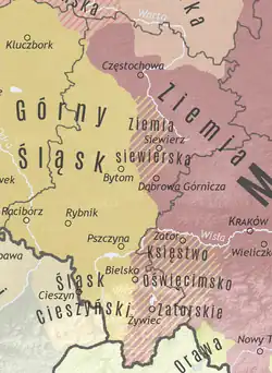 Regiony historyczne na tle współczesnych granic województwa