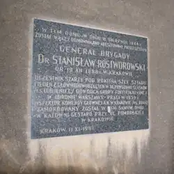 Tablica ku czci gen. Stanisława Rostworowskiego (1888-1944) przy ul. św. Marka w Krakowie