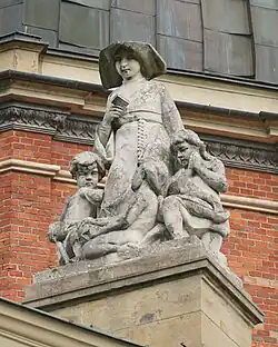 Szarytka z dziećmi. Dawne schronisko fundacji Lubomirskiego w Krakowie.