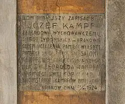 Tablica pamiatkowa. Józef Kampf