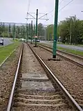 Torowisko Krakowskiego Szybkiego Tramwaju na ul. Nowosądeckiej