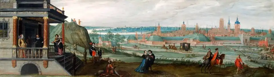 Widok Gdańska od północnego zachodu ze sztafażem (Przypowieść o Bogaczu i Łazarzu), Muzeum Narodowe w Gdańsku ok. 1620