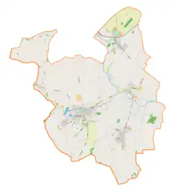 Mapa konturowa gminy Krzanowice, po lewej znajduje się punkt z opisem „Pietraszyn”