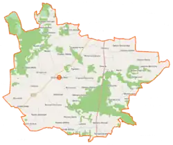 Mapa konturowa gminy Krzynowłoga Mała, po lewej znajduje się punkt z opisem „Chmielonek”