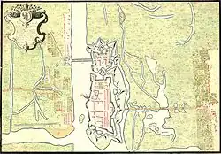 Plan miasta i Twierdzy Kostrzyn (1728)