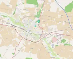 Mapa konturowa Kutna, po lewej znajduje się punkt z opisem „Majdany”