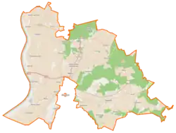 Mapa konturowa gminy wiejskiej Kwidzyn, na dole nieco na prawo znajduje się punkt z opisem „Pawlice”