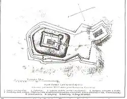 Plan zamku lanckorońskiego z okresu konfederacji barskiej