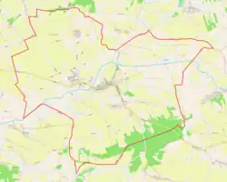Mapa konturowa Latowic, u góry nieco na lewo znajduje się punkt z opisem „Piaski”