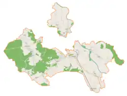 Mapa konturowa gminy wiejskiej Leżajsk, po prawej znajduje się punkt z opisem „Piskorowice”