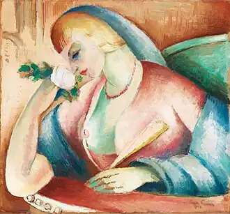 Dama z różą i wachlarzem, ok. 1920