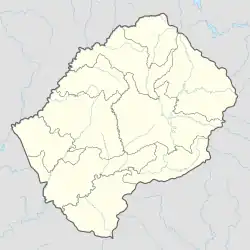 Mapa konturowa Lesotho, po lewej znajduje się punkt z opisem „Mafeteng”