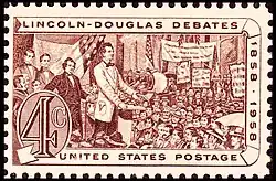 Znaczek pocztowy upamiętniający debaty Lincolna i Douglasa