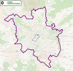 Przebieg linii tramwajowej nr 0 na tle mapy Poznania